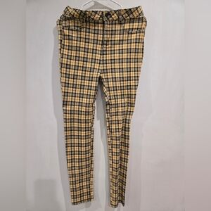 High waist Yellow Checkered Pants